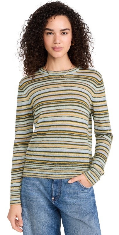 Le Superbe Cali Blend Stripe Sweater Aqua Green Stripe