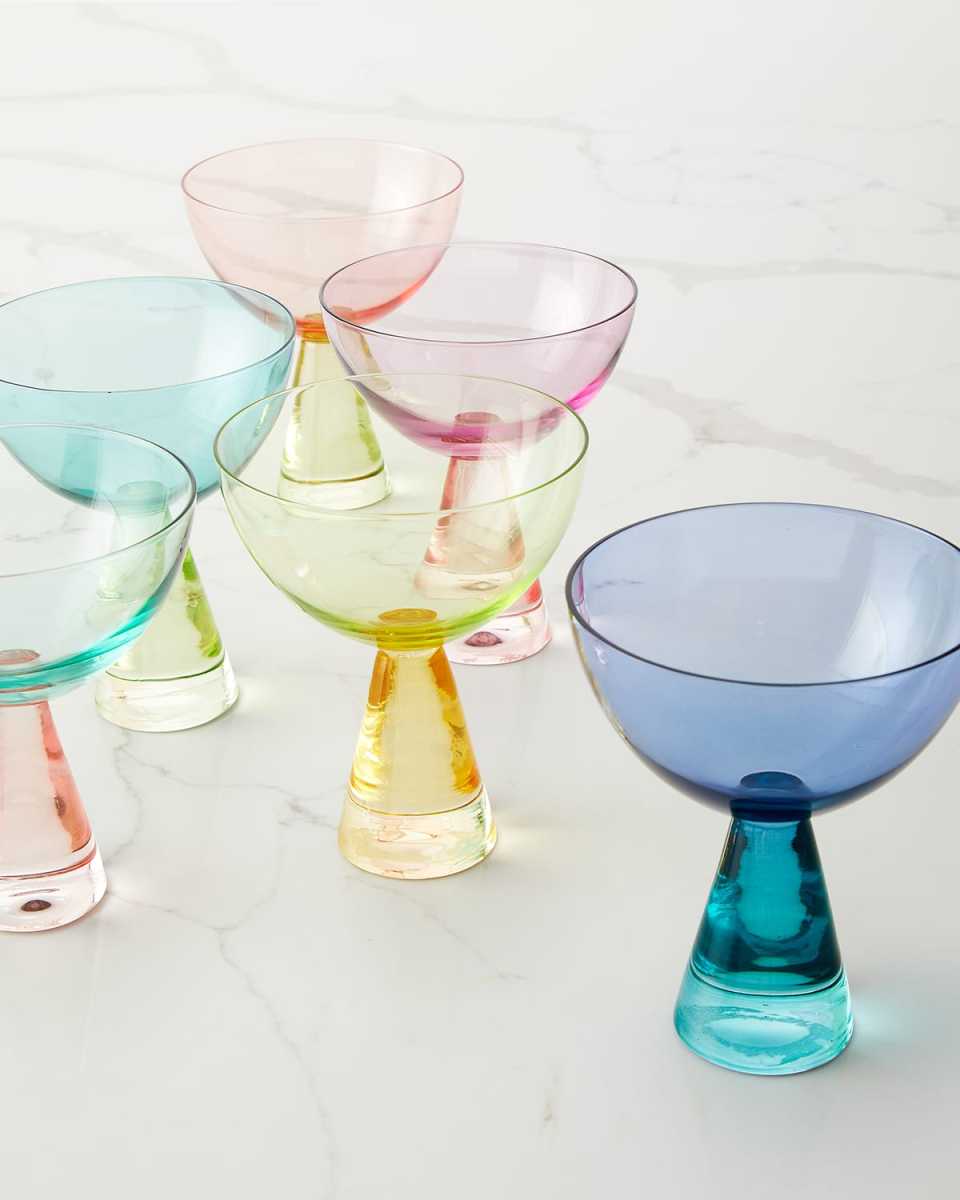 Two-Tone Multicolor Coupe Glasses, Set of 6