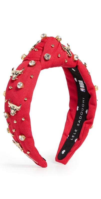 Lele Sadoughi Lele x Chicago Bulls Embellished Headband Fire Engine Red 600