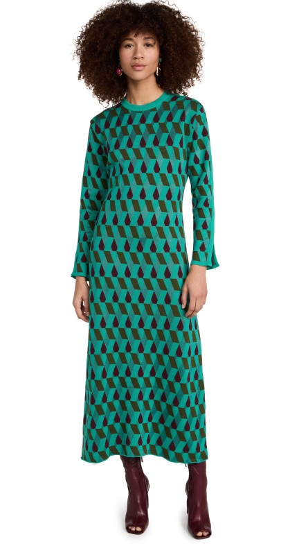 La Double J Knit Leisure Dress Azzurro/Militaire/Bordeaux