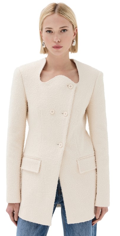 RECTO Giani Signature Curved Neck Jacket Cream