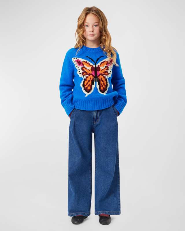 Girl's Gulda Butterfly Intarsia Sweater, Size 7