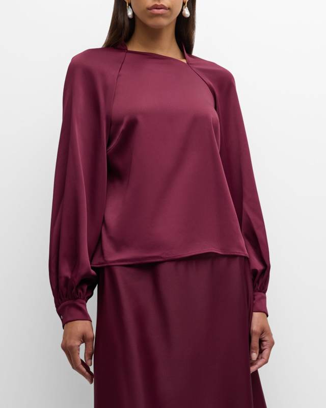 Asymmetric Crepe De Chine Blouse