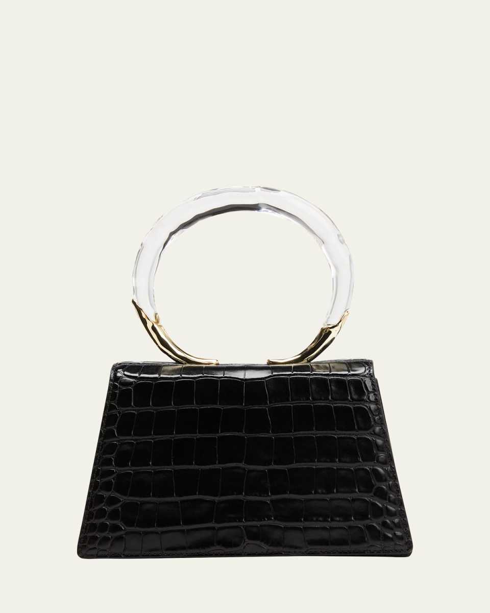 Lucite Quad Croc-Embossed Top-Handle Bag