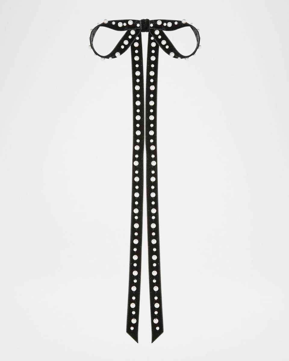 Annalee Pearly Velvet Bow Barrette