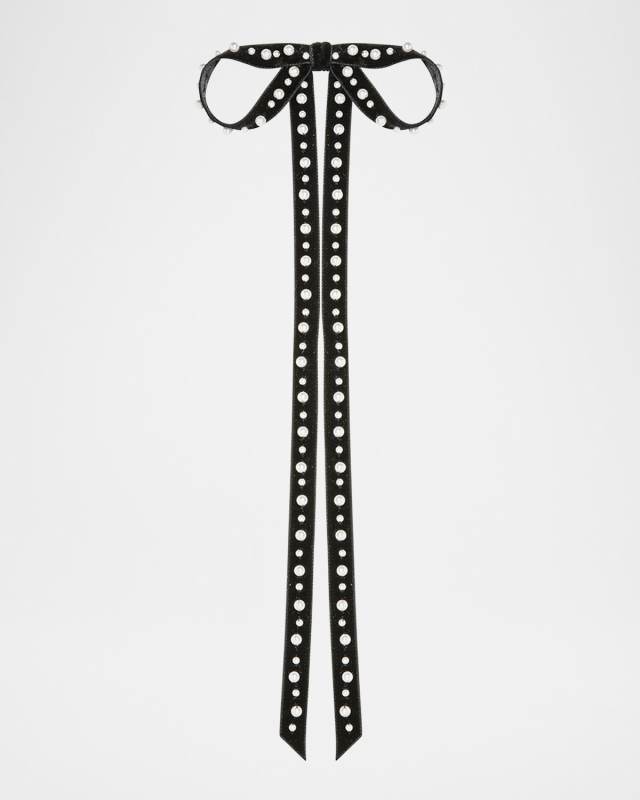 Annalee Pearly Velvet Bow Barrette