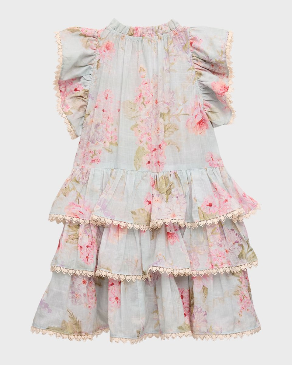 Girl's Halliday Floral-Print Tiered Dress, Size 2-1