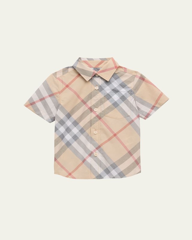 Boy's Owen Check-Print Button Down Shirt, Size 3-1