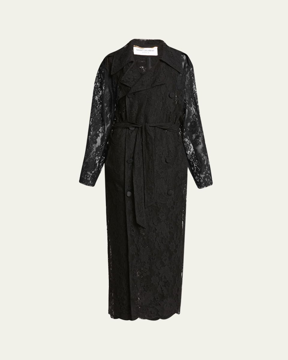 Belted Lace Trench Coat