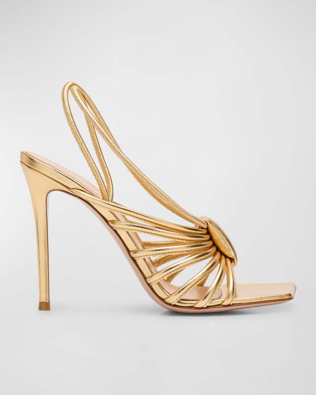 Metallic Strappy Caged Slingback Sandals