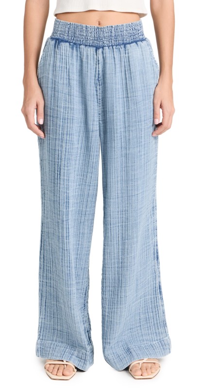 Faherty Dream Cotton Gauze Pants Light Indigo Wash
