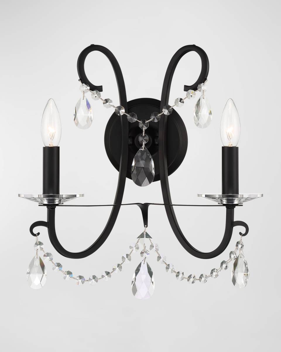 Othello 2-Light Crystal Polished Chrome Sconce