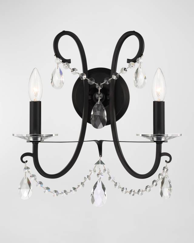 Othello 2-Light Crystal Polished Chrome Sconce