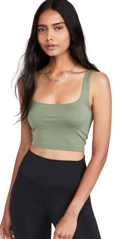 Free People Scoop Neck Crop Army