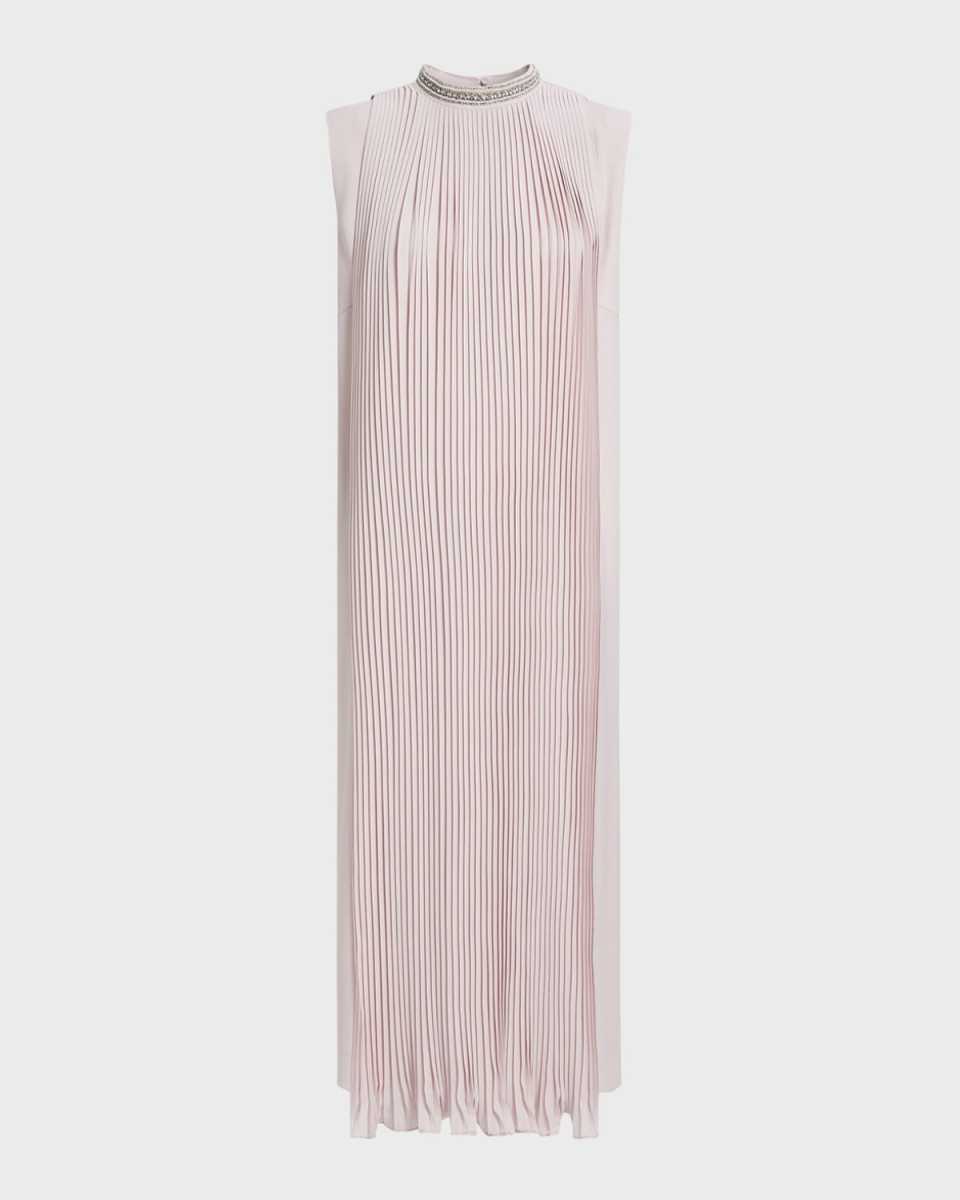 Plus Size Soprano Pleated Mock-Neck Midi Dress