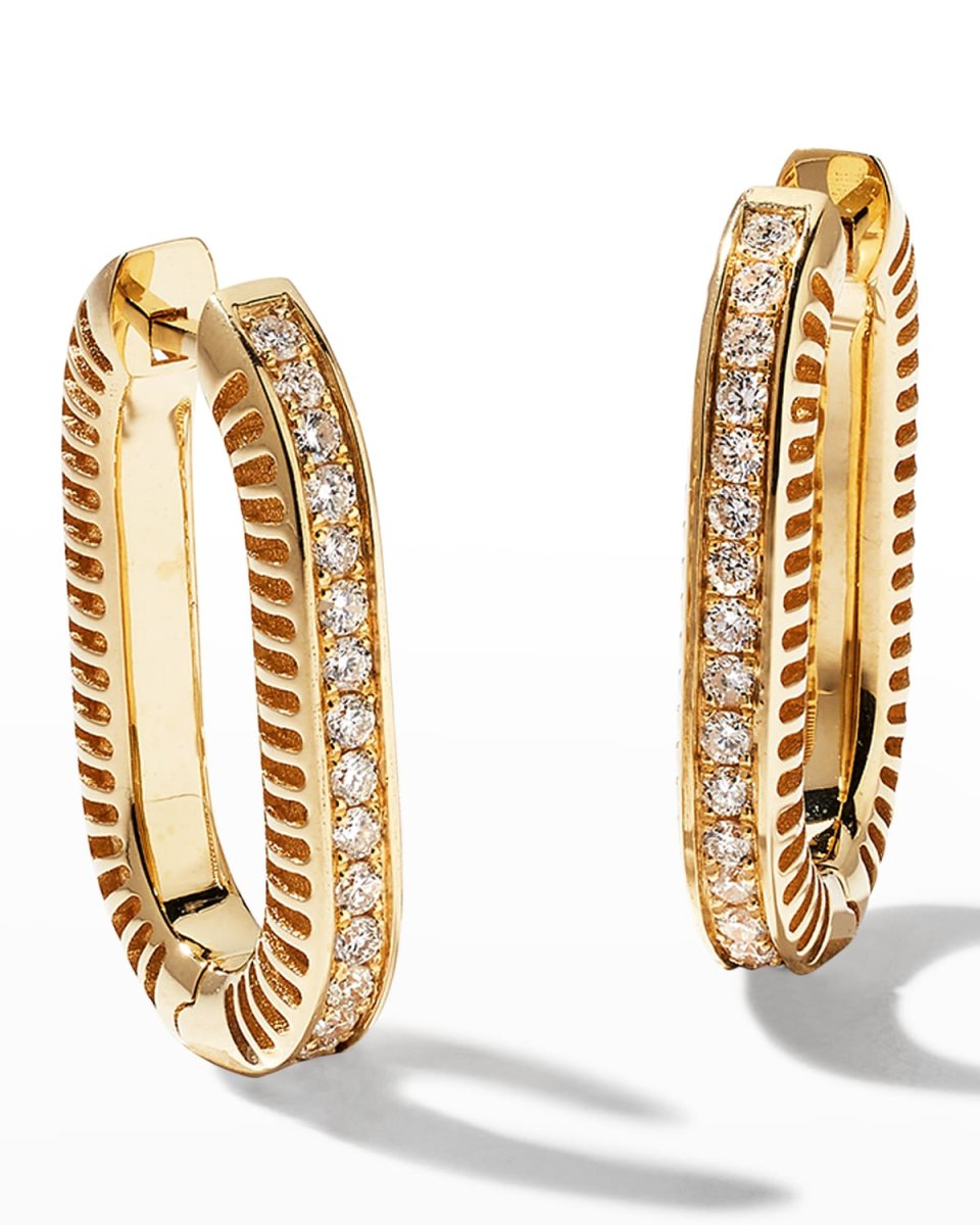 Yellow Gold Chunky Earrings with Diamonds
