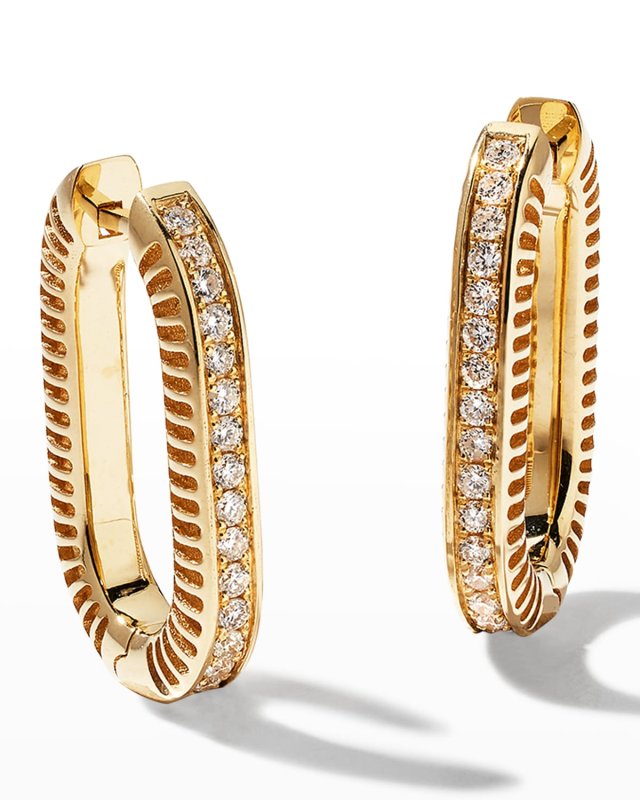 Yellow Gold Chunky Earrings with Diamonds
