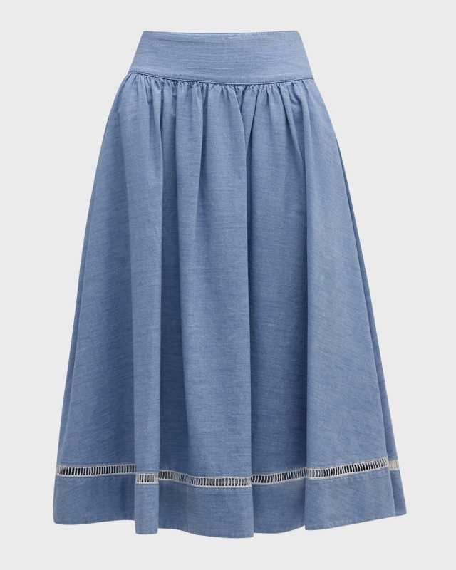 x High Summer Lattice Trimmed Midi Skirt
