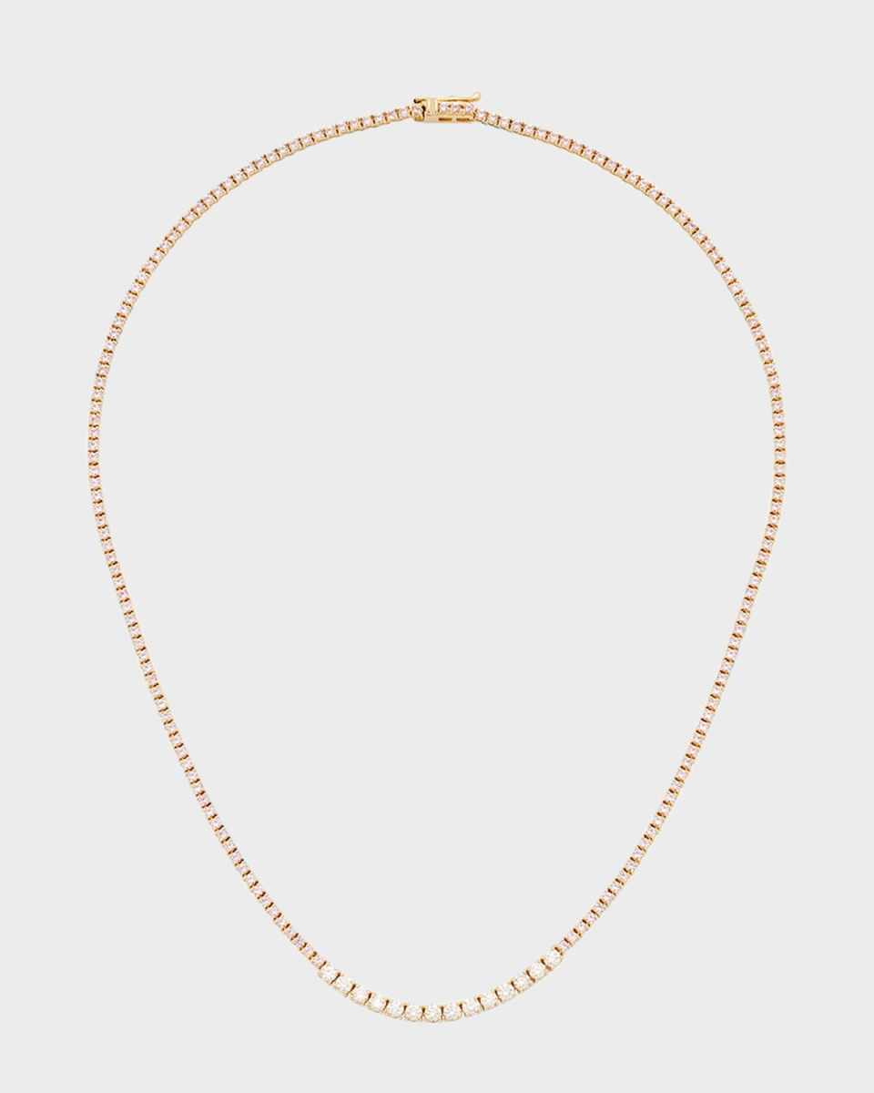 Small 4-Prong Pink Sapphire Tennis Necklace with Diamond Accents in Yellow Gold