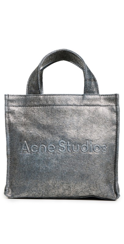 Acne Studios Logo Mini Shoulder Tote Bag Silver/Blu