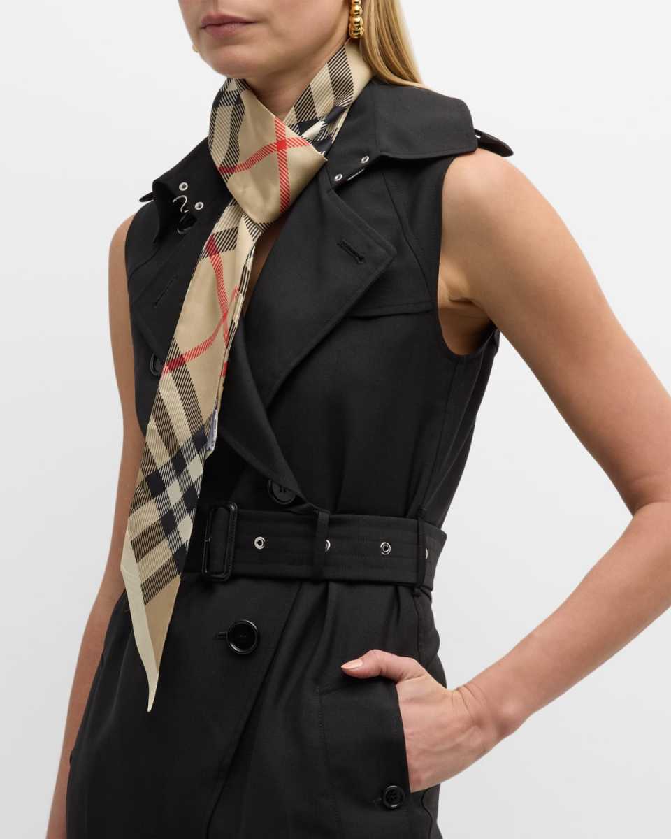 Vintage Check Silk Skinny Scarf