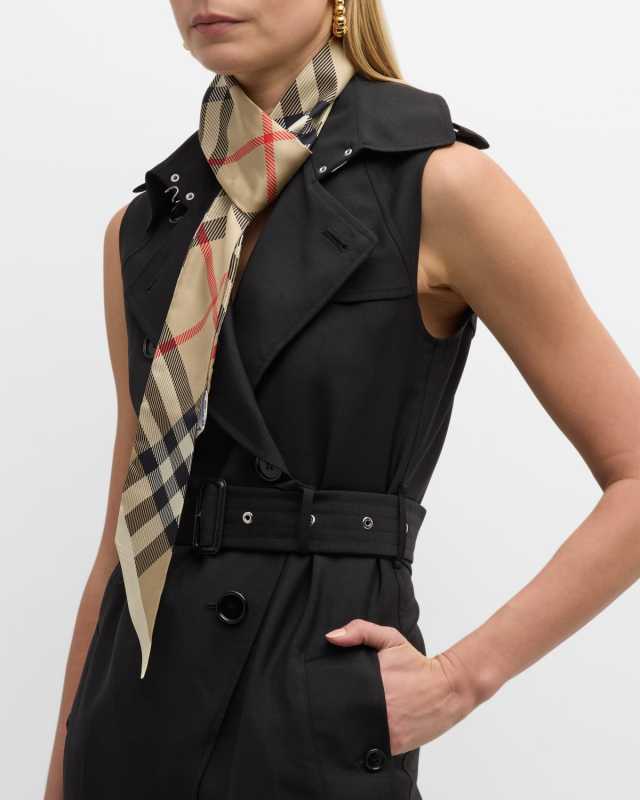 Vintage Check Silk Skinny Scarf