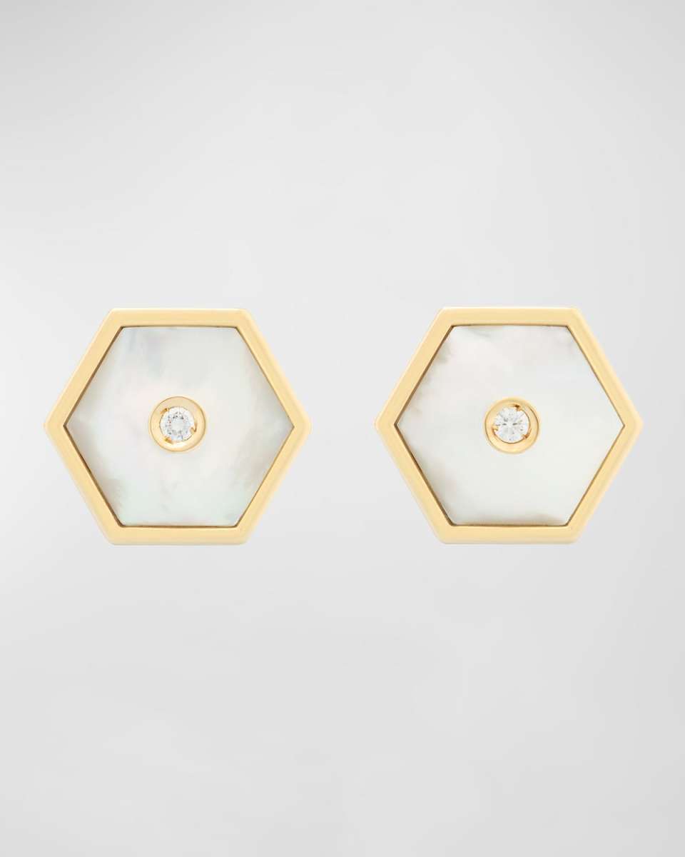 Baia Sommersa Mother-of-Pearl and Diamond Stud Earrings