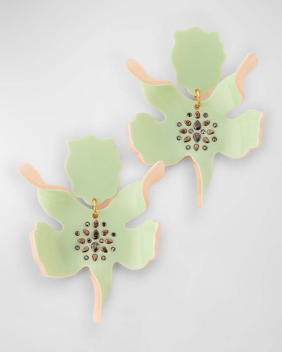 Paper Lily Crystal Pave Earrings