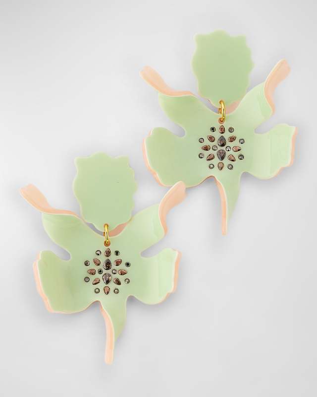 Paper Lily Crystal Pave Earrings