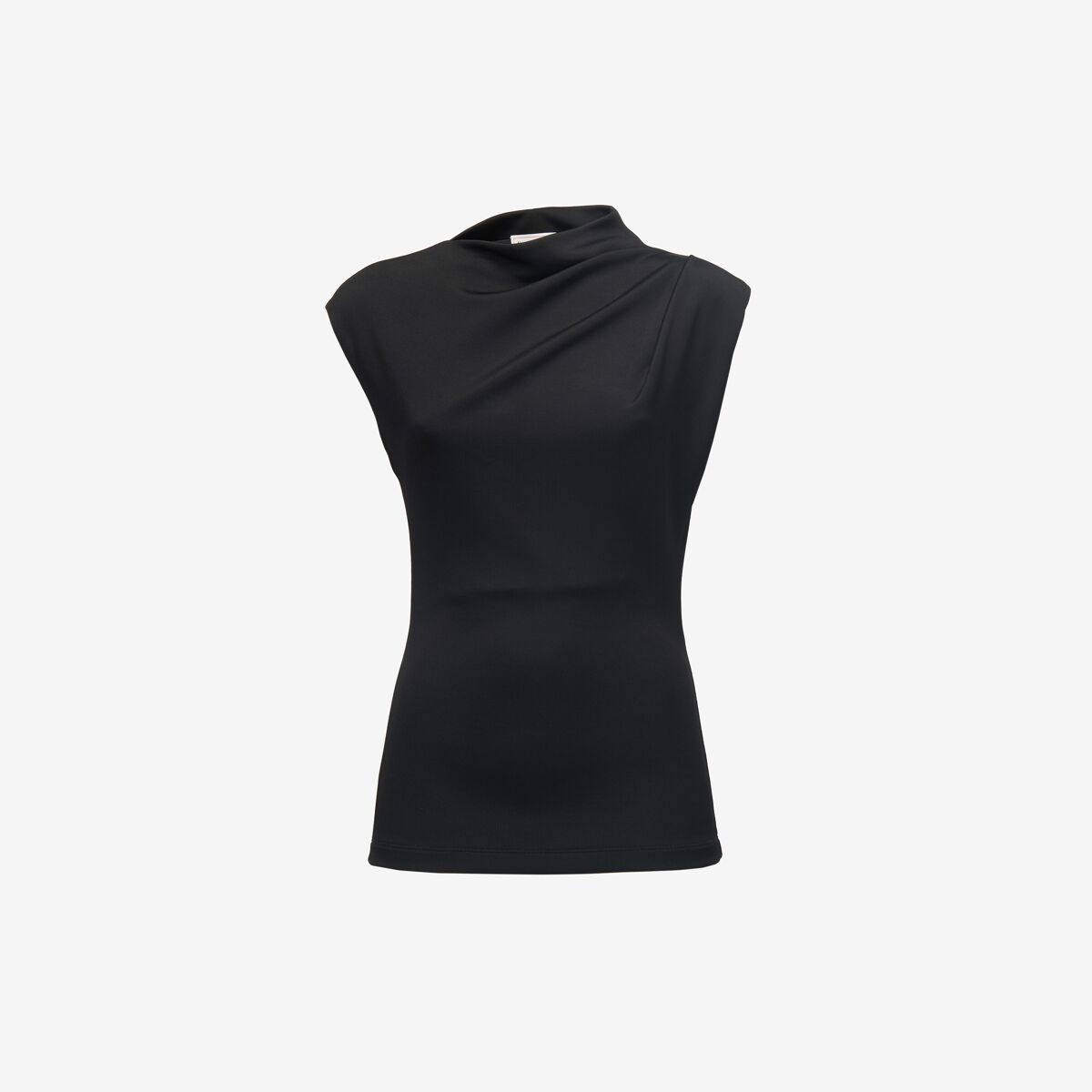Alexander McQueen Women's Black Asymmetric Draped Top - 6 (Viscose & Polyamide)