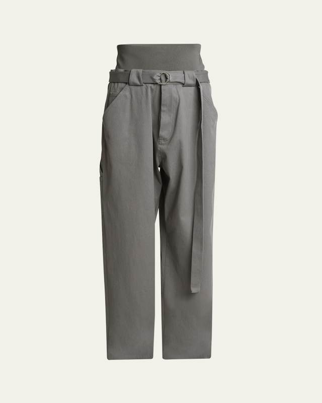Wide-Leg Cargo Trousers with Knit Band