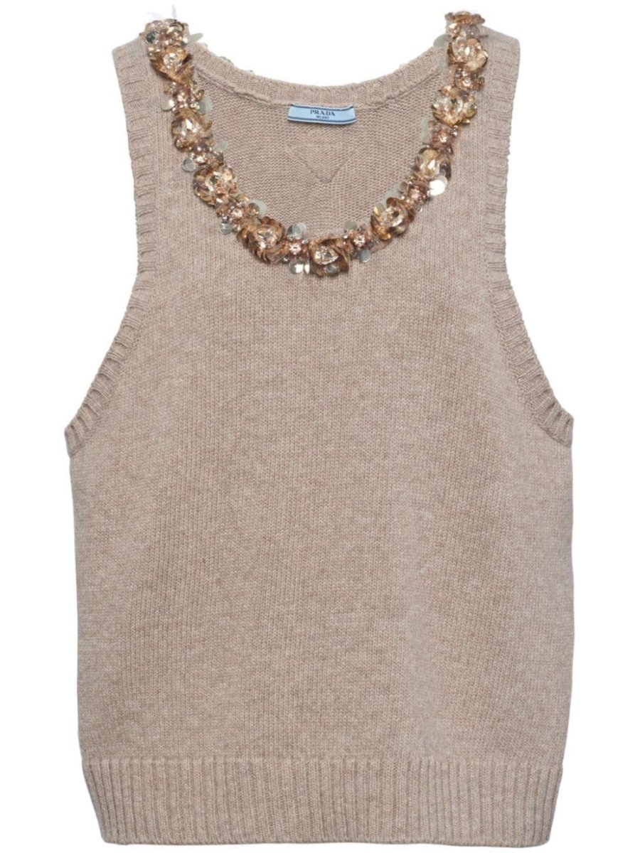 sequinned wool-cashmere top