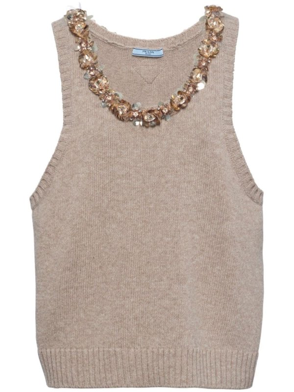 sequinned wool-cashmere top