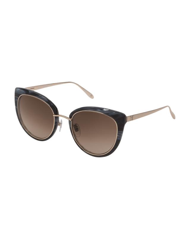 Acetate/Titanium Cat-Eye Sunglasses