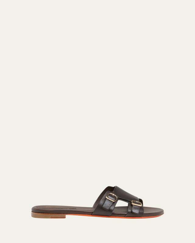 Foresaw Leather Double Monk Slide Sandals