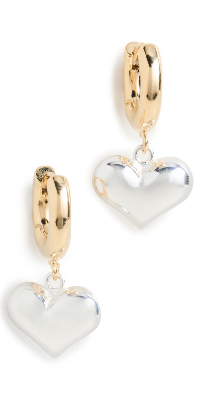 SHASHI Silver Heart Earrings Gold/Silver