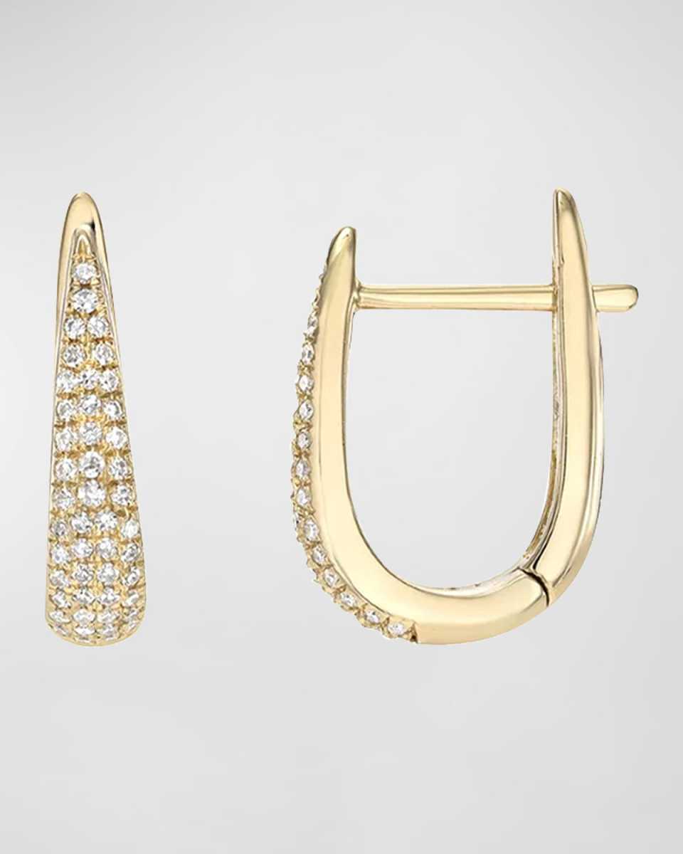 14K Gold Diamond Pave Dome Claw Huggie Earrings