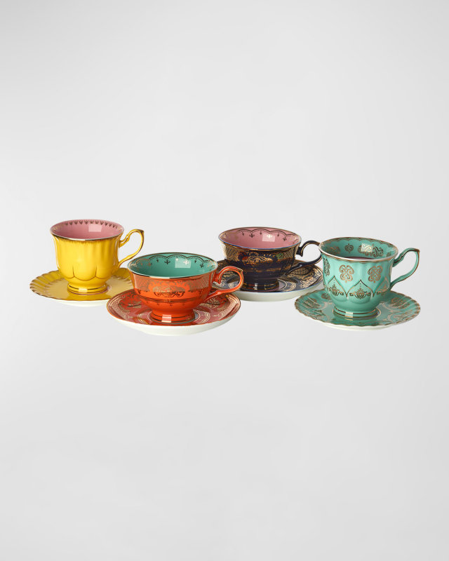 Grandpa Tea Cups & Saucers, Set of 4