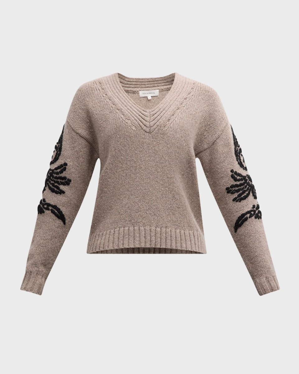 Pippa Knit Paisley-Embroidered Sweater