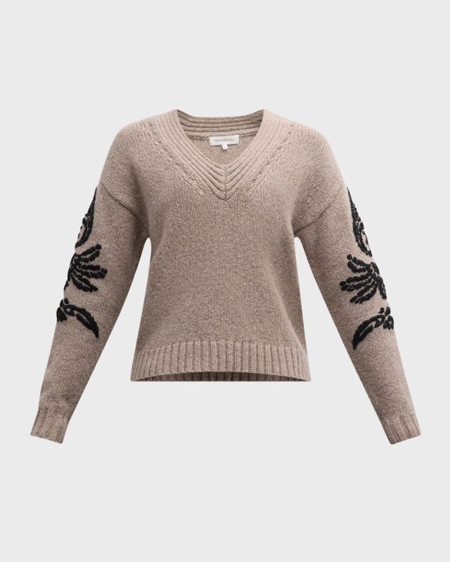 Pippa Knit Paisley-Embroidered Sweater