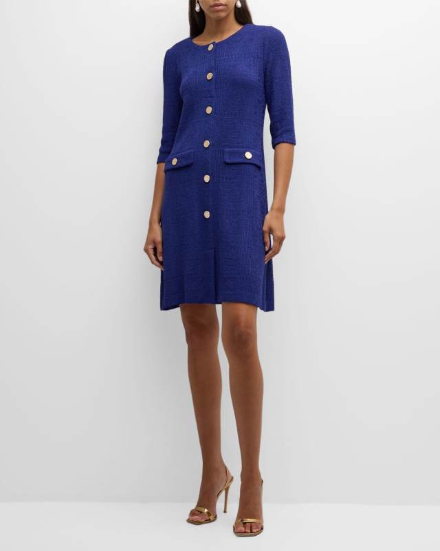 Button-Down Burnout Knit Dress