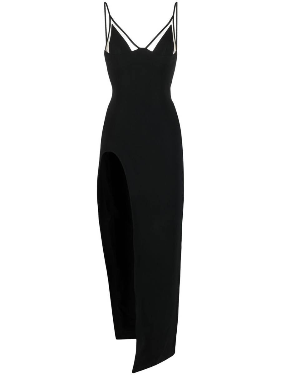 slit-detail column gown