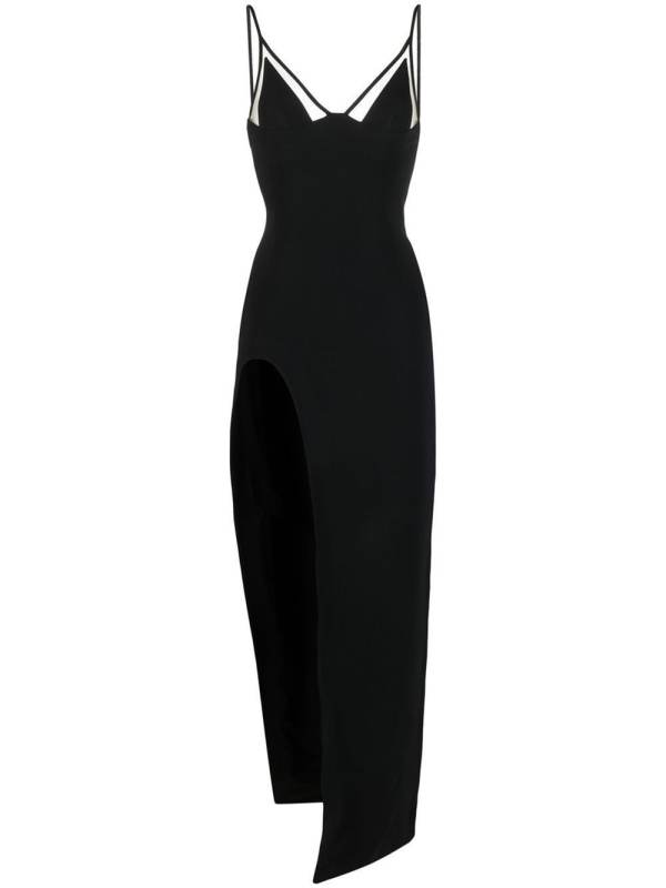slit-detail column gown