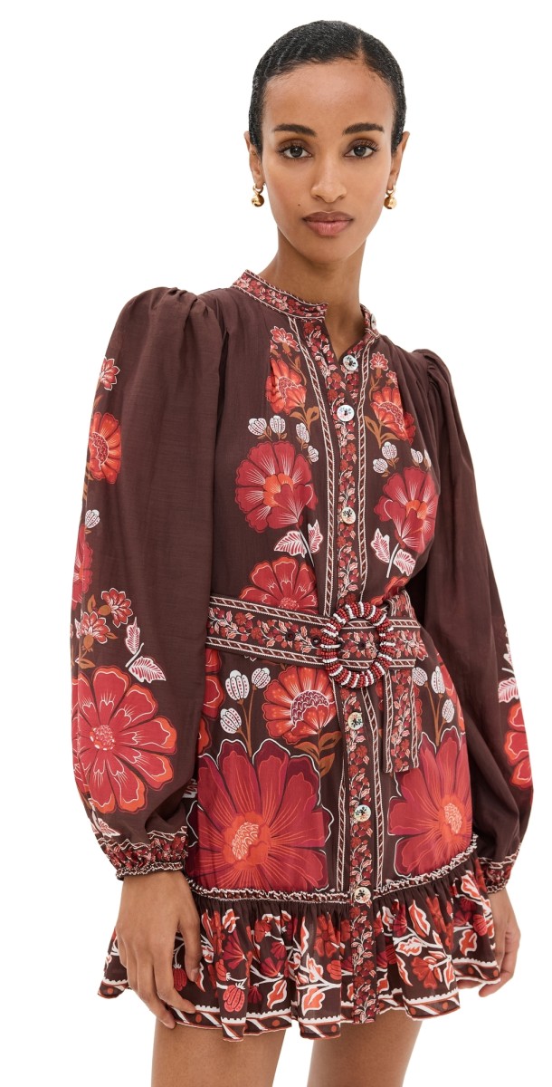 FARM Rio Gigi Tapestry Brown Mini Dress Gigi Tapestry Brown