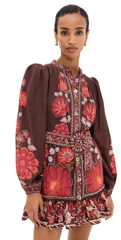 FARM Rio Gigi Tapestry Brown Mini Dress Gigi Tapestry Brown