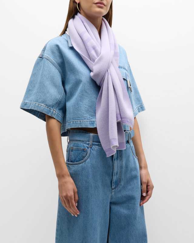 Lilac Reversible Logo Wool Scarf