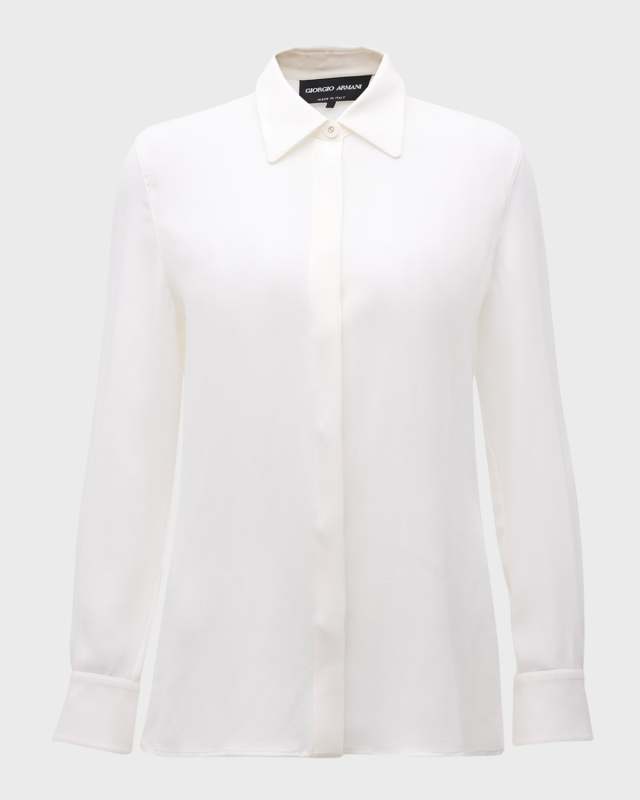 Classic Button Down Silk Blouse