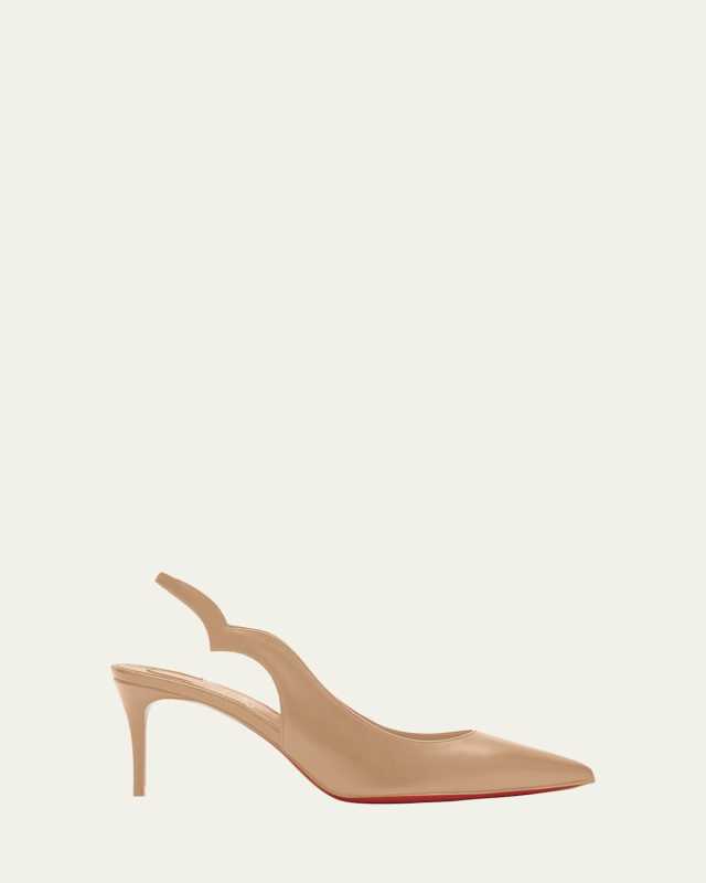 Hot Chick Leather Red Sole Slingback Pumps