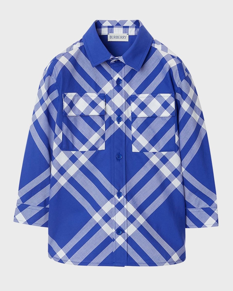 Boy's Angelo Bias Check Cotton Shirt, Size 12M-
