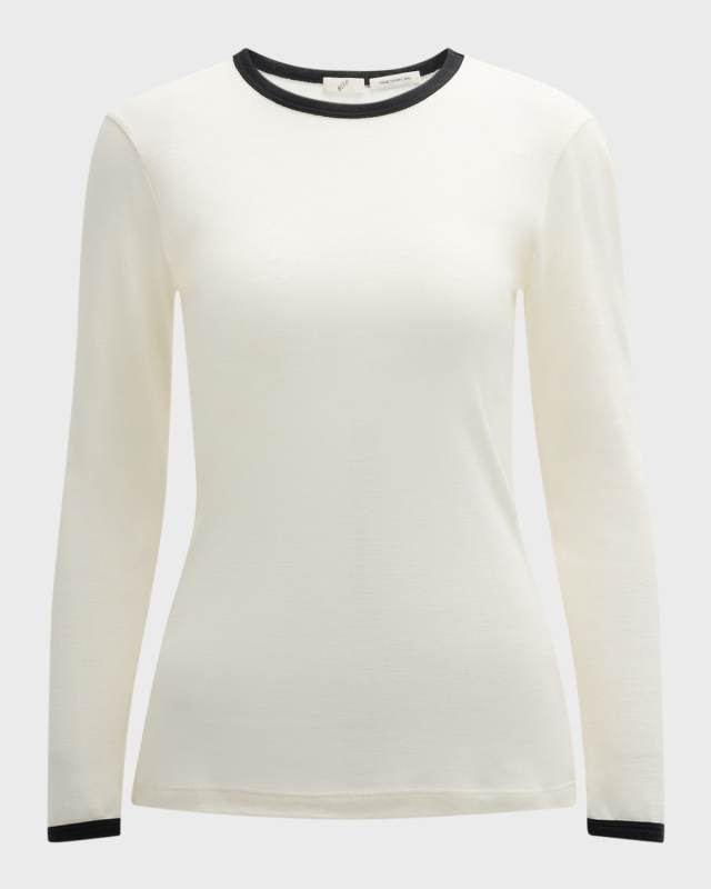 Two-Tone Long-Sleeve Merino Wool T-Shirt